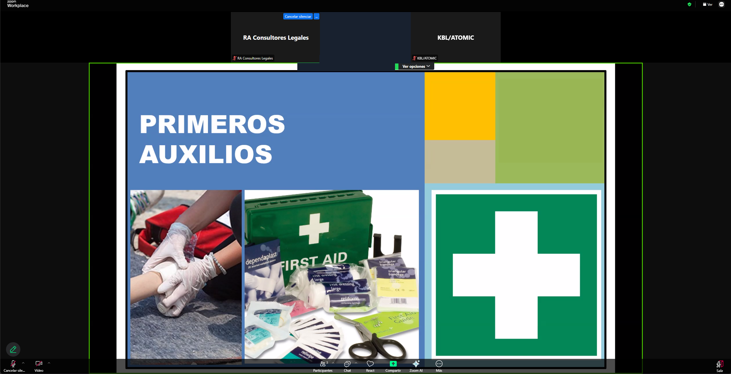 Captura anonimizada de capacitación de primeros auxilios para empresas
