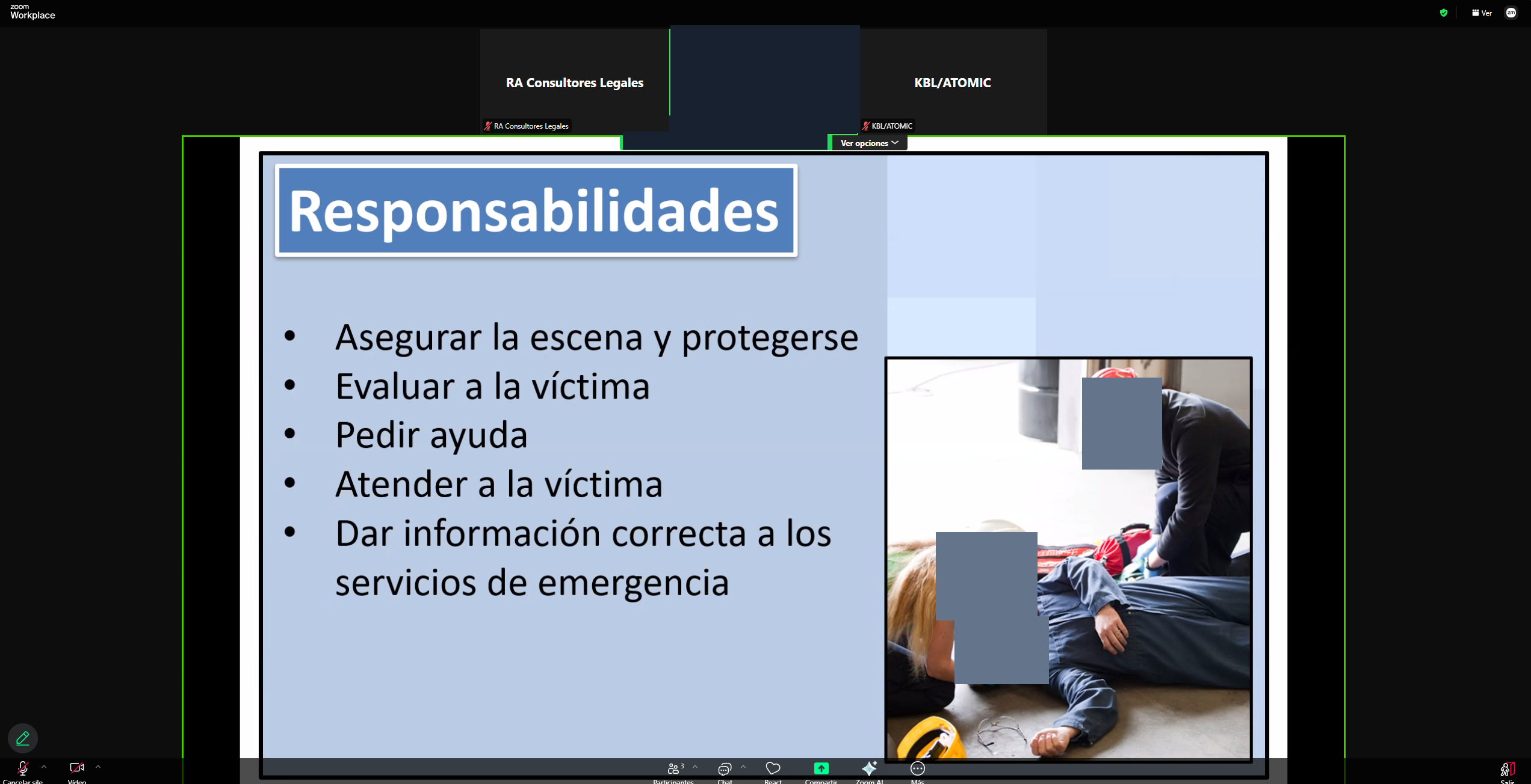 Responsabilidades de atención: contenido de la capacitación empresarial.