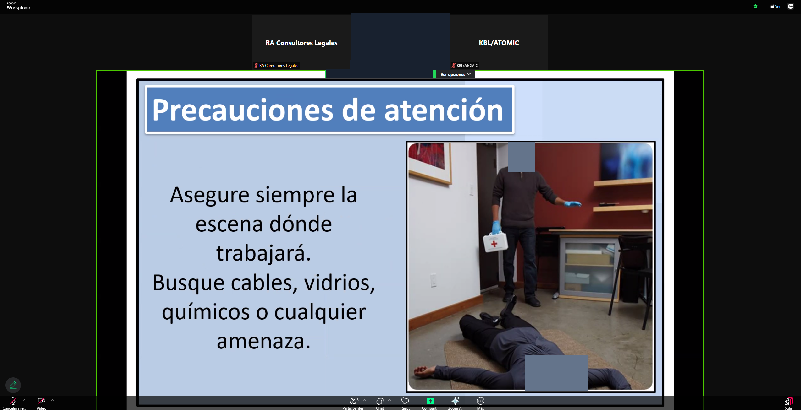 Seguridad de la escena: contenido de la sesión de primeros auxilios.