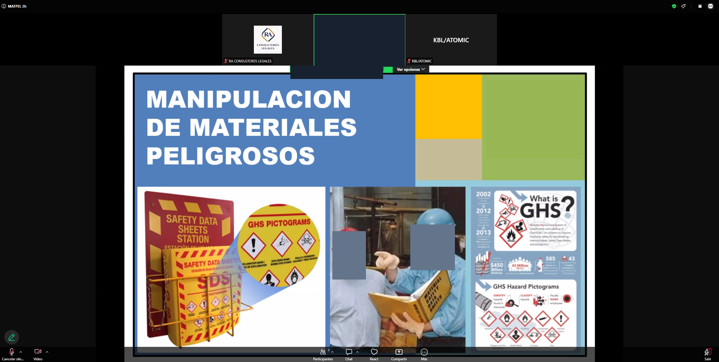 Captura anonimizada de capacitación empresarial en manipulación de materiales peligrosos